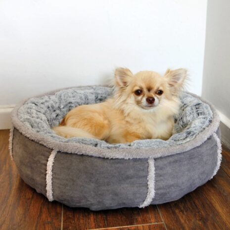 Rosewood Deep Plush Grey Donut Dog Bed - Small 2 Rosewood Deep Plush Grey Donut Dog Bed