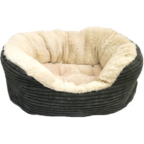 Rosewood Grey Jumbo Cord Plush Oval Bed