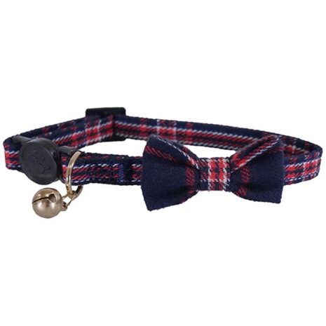 Rosewood Navy Red Tartan Cat Collar