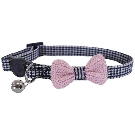 Rosewood Pink Bow Dogtooth Cat Collar