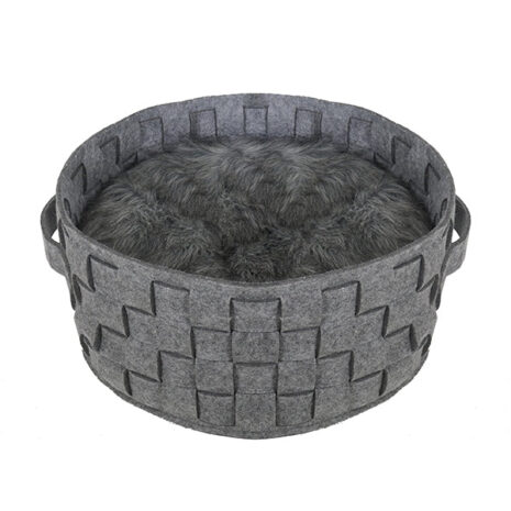 Rosewood Silver Felt & Fur Plaited Pet Bed