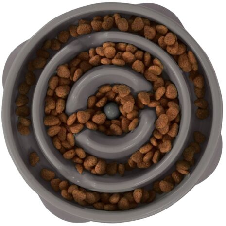 Outward Hound Mini Fun Feeder Dog Bowl - Grey