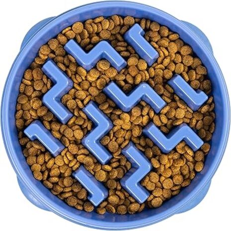 Outward Hound Mini Fun Feeder Dog Bowl - Notch Blue