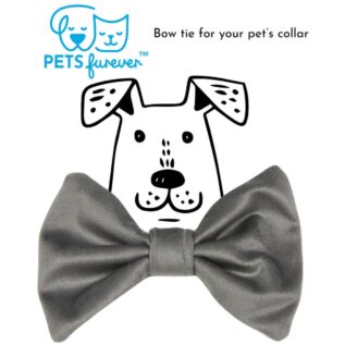 Pets Furever Bow Tie - Grey Velvet