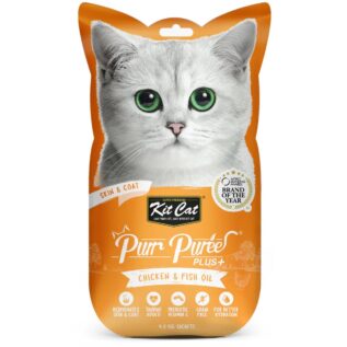 Kit Cat Purr Puree Plus+ Skin And Coat Cat Treat - Chicken