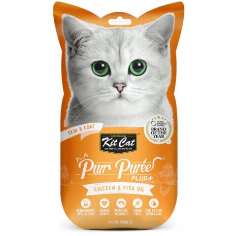 Kit Cat Purr Puree Plus+ Skin And Coat Cat Treat - Chicken