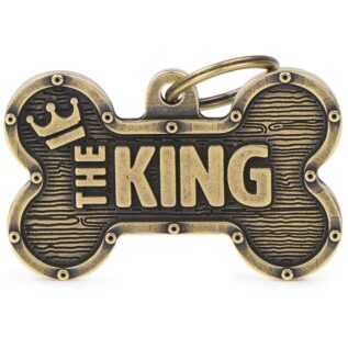 MyFamily Bronx Bone King XLarge Pet ID Tag - English Brass