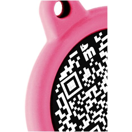 MyFamily Hushtag Plus QR Code Circle Pet ID Tag With Rubber - Large Pink 2 MyFamily Hushtag Plus QR Code Circle Pet ID Tag With Rubber - Large/Pink