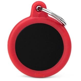 MyFamily Hushtag Small Circle Pet ID Tag With Red Rubber