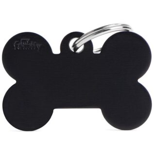MyFamily Large Bone Pet ID Tag - Aluminium Black