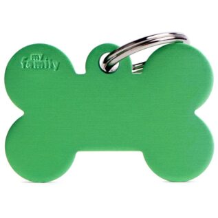 MyFamily Large Bone Pet ID Tag - Aluminium Green