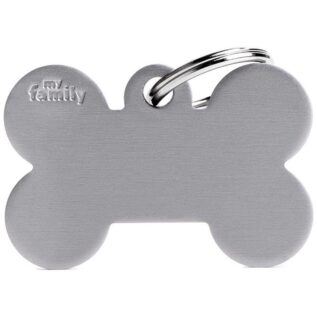 MyFamily Large Bone Pet ID Tag - Aluminium Grey