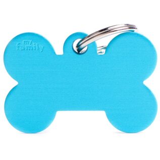 MyFamily Large Bone Pet ID Tag - Aluminium Light Blue