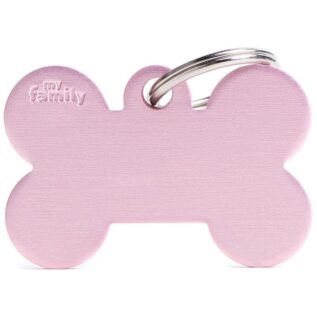 MyFamily Large Bone Pet ID Tag - Aluminium Pink