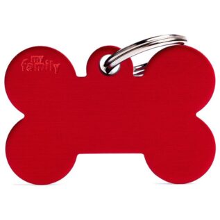 MyFamily Large Bone Pet ID Tag - Aluminium Red