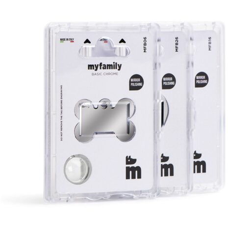 MyFamily Large Bone Pet ID Tag - Chrome Brass 2 MyFamily Large Bone Pet ID Tag - Chrome Brass