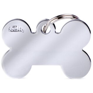 MyFamily Large Bone Pet ID Tag - Chrome Brass