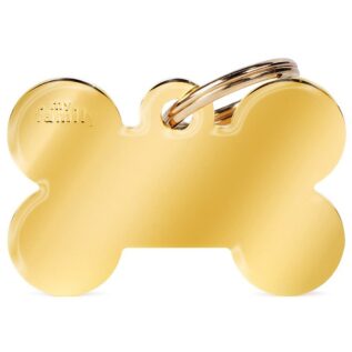 MyFamily Large Bone Pet ID Tag - Gold Brass
