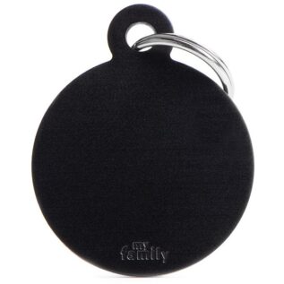 MyFamily Large Round Pet ID Tag - Aluminium Black