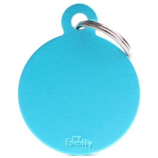 MyFamily Large Round Pet ID Tag - Aluminium Light Blue