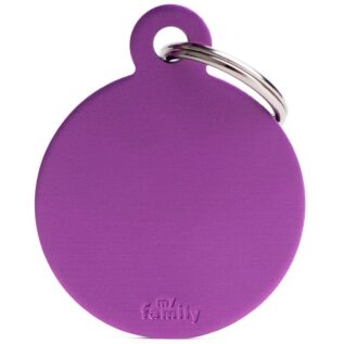 MyFamily Large Round Pet ID Tag - Aluminium Purple