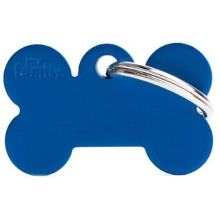 MyFamily Small Bone Pet ID Tag - Aluminium Blue