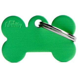 MyFamily Small Bone Pet ID Tag - Aluminium Green