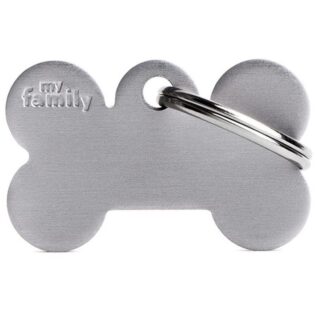 MyFamily Small Bone Pet ID Tag - Aluminium Grey