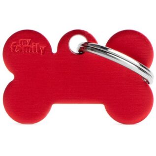 MyFamily Small Bone Pet ID Tag - Aluminium Red