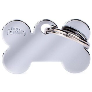 MyFamily Small Bone Pet ID Tag - Chrome Brass