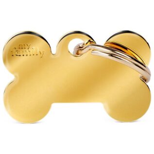 MyFamily Small Bone Pet ID Tag - Gold Brass