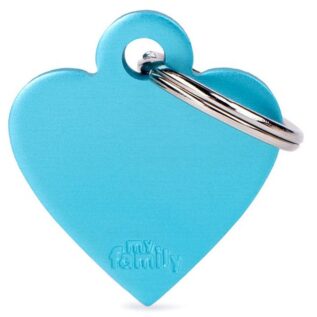 MyFamily Small Heart Pet ID Tag - Aluminium Light Blue