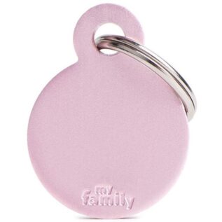 MyFamily Small Round Pet ID Tag - Aluminium Pink