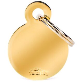 MyFamily Small Round Pet ID Tag - Gold Brass