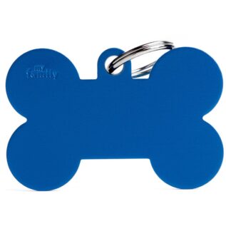 MyFamily XL Bone Pet ID Tag - Aluminium Blue