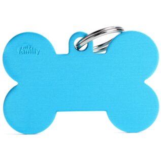 MyFamily XL Bone Pet ID Tag - Aluminium Light Blue