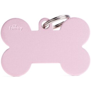 MyFamily XL Bone Pet ID Tag - Aluminium Pink