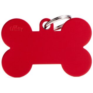 MyFamily XL Bone Pet ID Tag - Aluminium Red