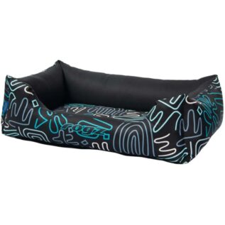 Rogz Graphix Walled Large Dog Bed - Black/Blue