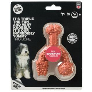 TastyBone Trio Bone Boerewors Dog Chew Toy - Small