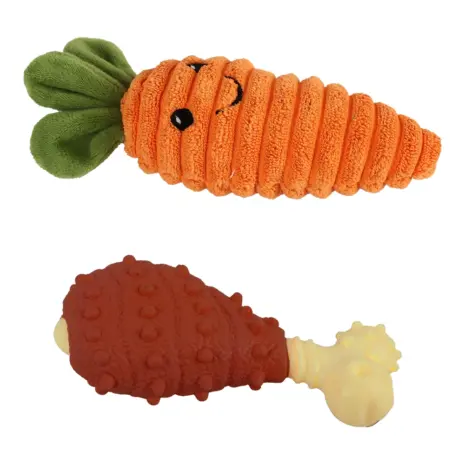 All For Paws Bone Appetit Chicken Leg & Carrot Toy Duo — both toys included All For Paws Bone Appetit Chicken Leg & Carrot Toy Duo — both toys included