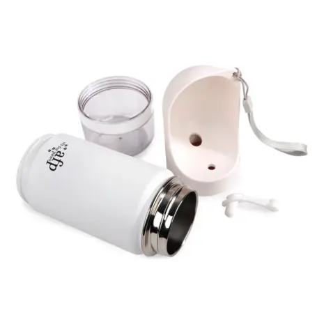 All For Paws 2-in-1 Stainless Pet Drinking Bottle — 400 ml — bottle and cup detail All For Paws 2-in-1 Stainless Pet Drinking Bottle — 400 ml — bottle and cup detail