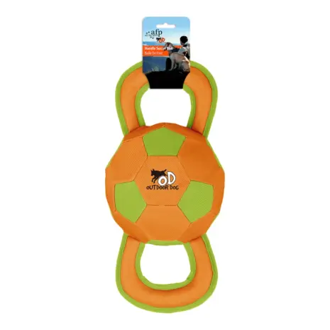 All For Paws Outdoor Dog Ballistic Handle Ball — orange and green ball with two handles All For Paws Outdoor Dog Ballistic Handle Ball — orange and green ball with two handles