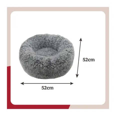 Rosewood Silver Fluff Comfort Round Pet Bed - Small product view 3 Rosewood Silver Fluff Comfort Round Pet Bed - Small
