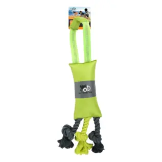 All For Paws Outdoor Dog Rope Dummy — green dummy and rope with retail tag