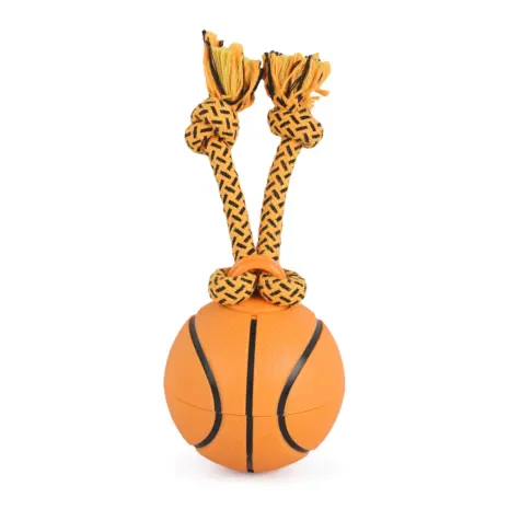 AFP Spinning Basketball upright view AFP Spinning Basketball upright with its knotted rope raised