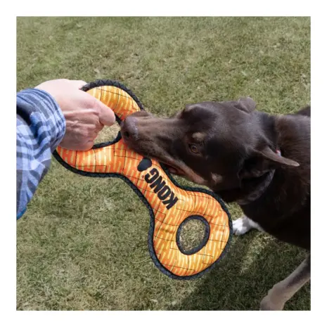 KONG Armor Double Tug Dog Toy — Large — Toy during supervised play KONG Armor Double Tug Dog Toy — Large — Toy during supervised play