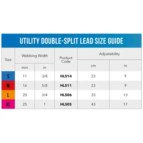 ROGZ Utility Double Split Lead size guide ROGZ Utility Double Split Lead size guide
