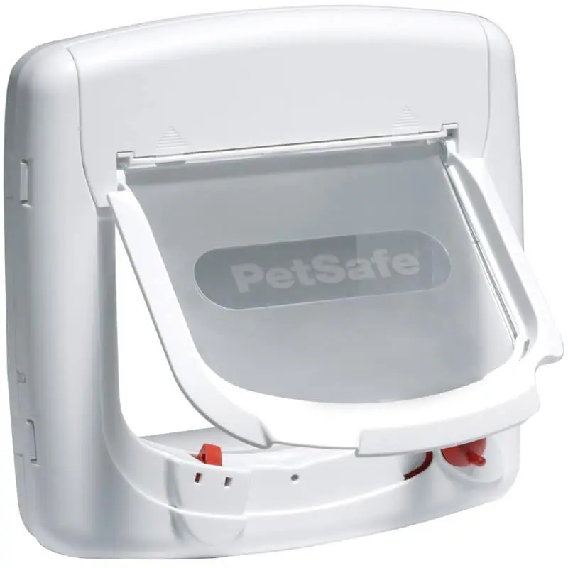 Pet Door Replacement Flaps 51 Staywell White Magnetic 4-way Locking Deluxe Cat Flap - white cat flap with red locking selectors