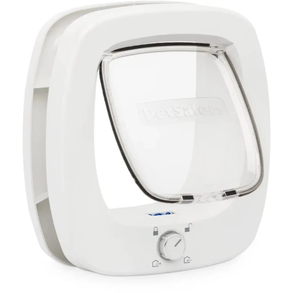 Pet Door Replacement Flaps 6 PetSafe Big Cat Flap - white frame and clear flap, angled view